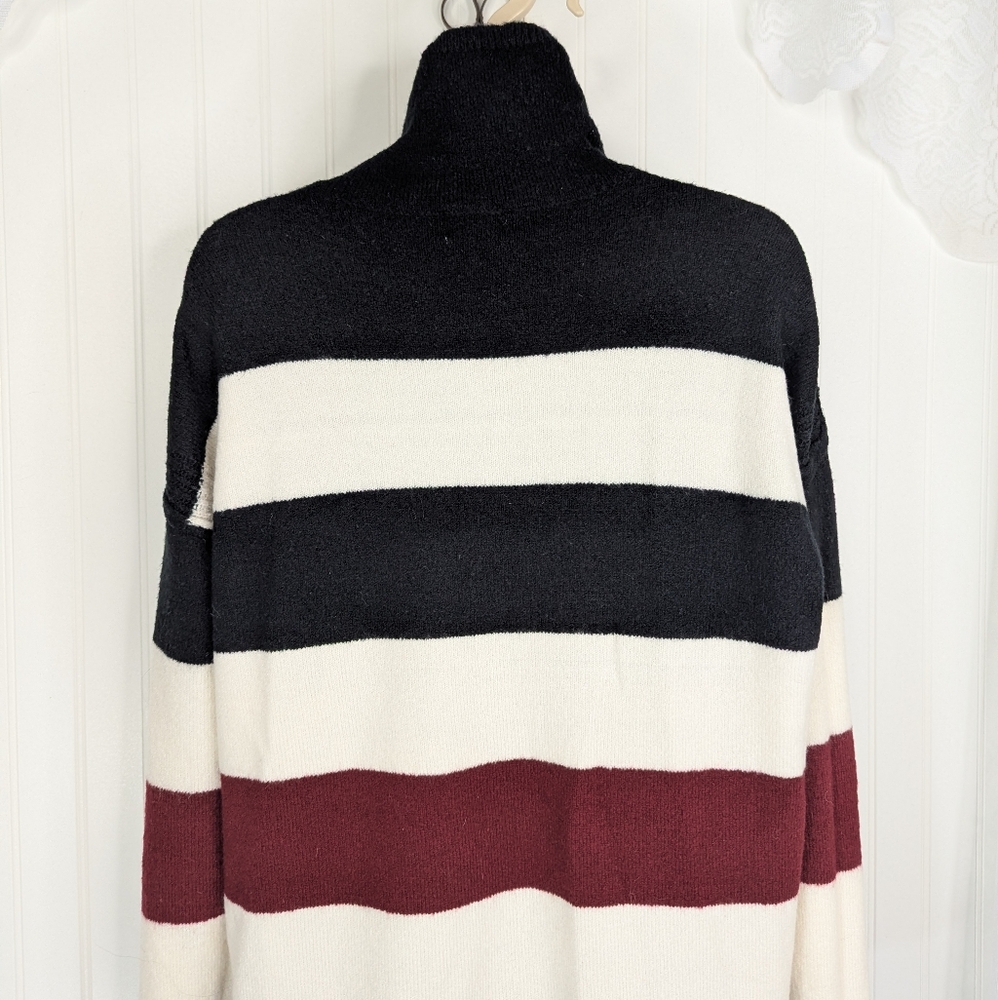 PER SE Striped Turtleneck Tunic Sweater Sz L - Picture 9 of 11